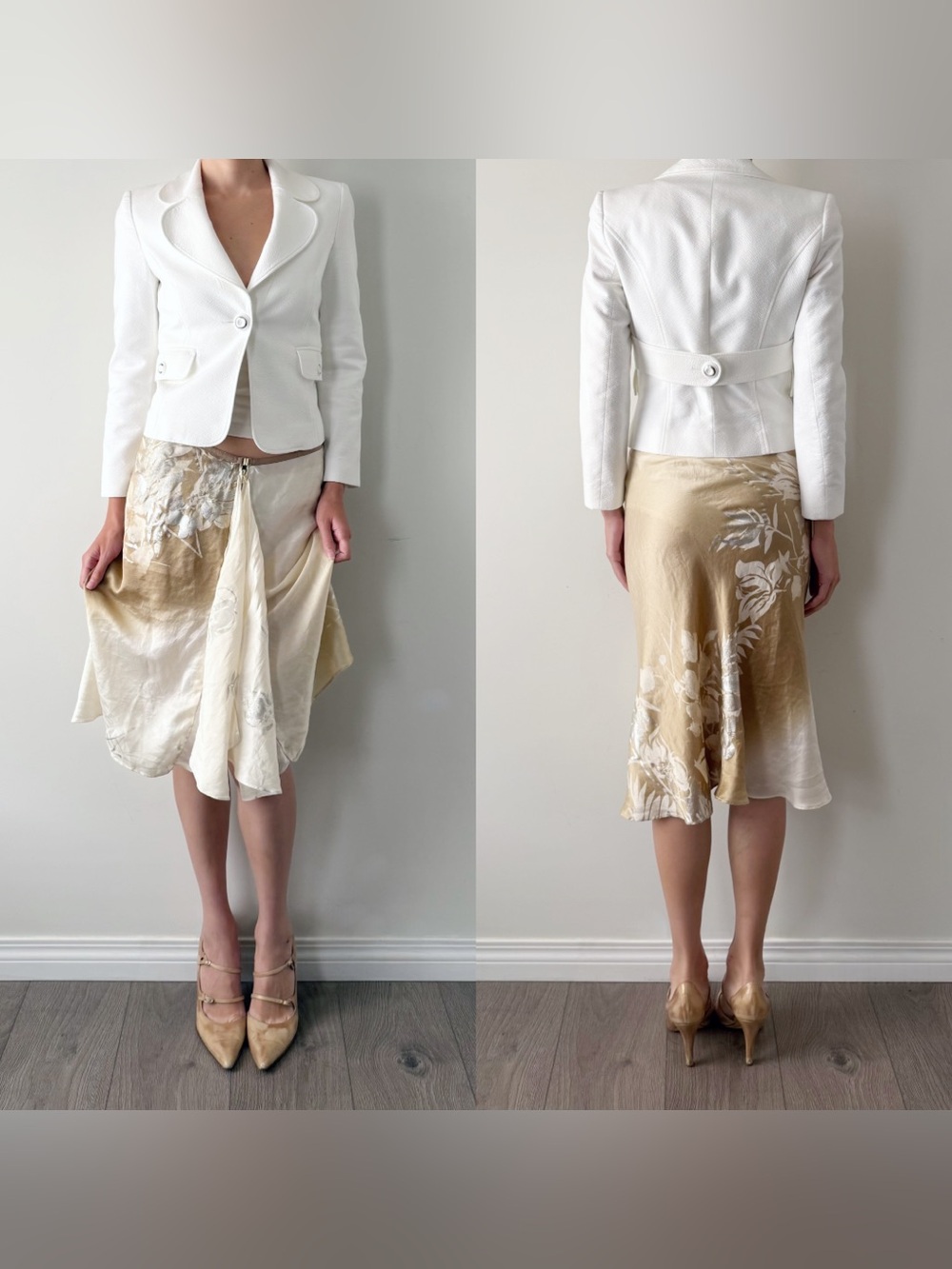 Vintage D&G white cotton one button blazer